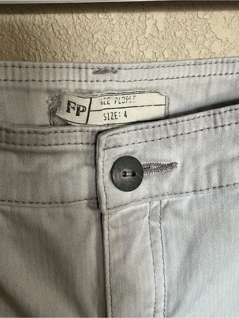 Free People Men's Two-Tone Light Gray Patch Jeans